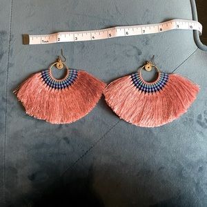 Large fan blush earrings